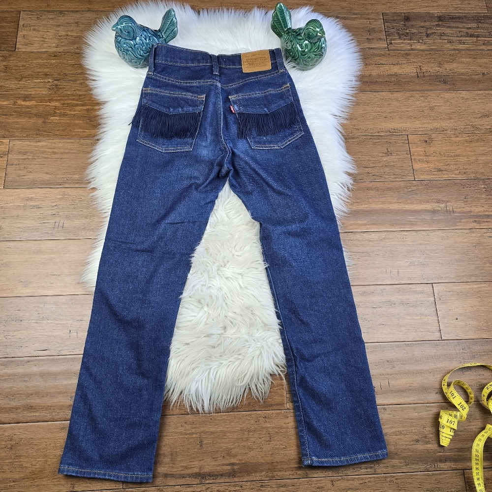 Levis Wedgie Straight Fringe Tassle High Rise Jeans 25 - Picture 14 of 15
